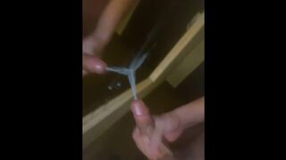 School Solo Jacking Off and Deepthroating Massive Blast All Over Mirror