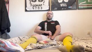 Jerk and jizz in Soccer Socks and cleats