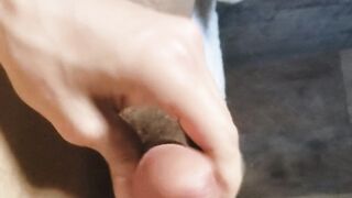 Femboy wanks off her pitifully petite beef whistle and jizzes on himself