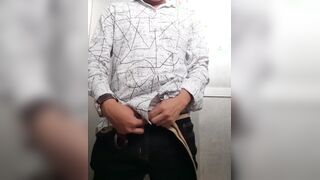Teenie Youngster Chinese Filipino Fellow Demonstrating Enormous Beefstick Gooning at Public Rest room