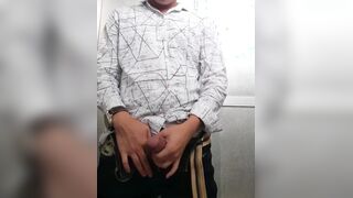 Teenie Youngster Chinese Filipino Fellow Demonstrating Enormous Beefstick Gooning at Public Rest room