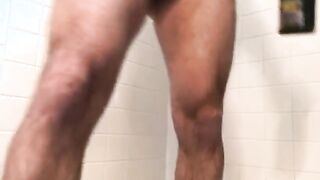 Peeing and assfucking have fun in the bathroom stall until a meaty ball sack jizz flow close-up