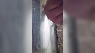 Sudden jizz flow in douche with numerous shaft rings