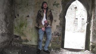 Public Wank Off in Demolished Church