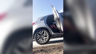 Risky Public Hook-up Trans Gal Dirty dances Faux-cocks Bootie And Jizzes On The Highway