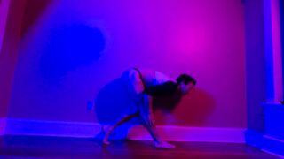 Masculine Stripper Wall Dances In G-string, Unclothes and Plays With His Lollipop