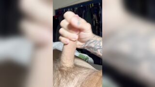 Jerking my uncircumcised beef whistle from mushy to rigid. Witness me get bigger