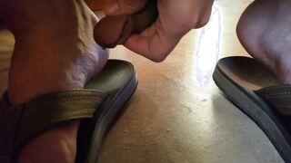 Wiping precum on my soles