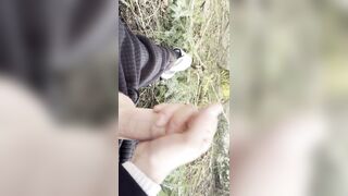 Jacking off in woods