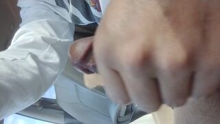 Utterly public parking bunch tugging off