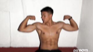 Warm latino dude with hefty six pack and gigantic knob