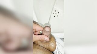 desperate urinating in a public douche they nearly caught me