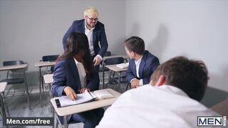 Mencom - Two students gets fucked by teacher