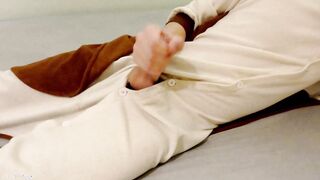 Light-haired teenager guy jack in flying squirrel costume