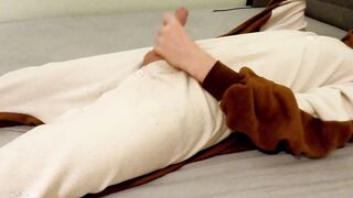 Light-haired teenager guy jack in flying squirrel costume