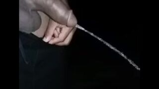 NIGHT PEE: Getting my ENORMOUS EBONY SHAFT ultra-cute and rock-hard before taking a URINATE and flopping dry