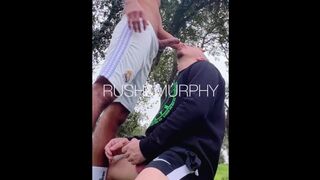 Individual trainer screws his college girl in the park and puts his whole enormous hefty beef whistle in him in public