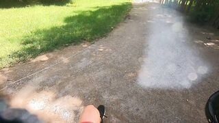 My rigid nips and semi-transparent manstick made me jism in front of the cyclists