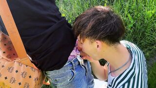 Lengthy hair twunk without a condom pound in public park after football game