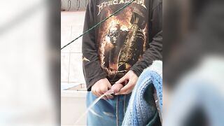 Giant jizz-shotgun urinating off