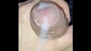 desperate giant sinewy pecker climaxing a pile of milk, close-up