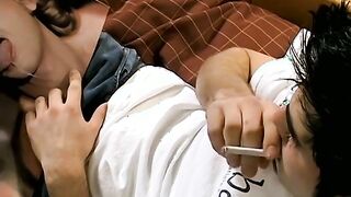 Ashley Kneads His Stiff Man-meat Under His Panties While Smoking