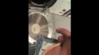 Public restroom peeing on the teach