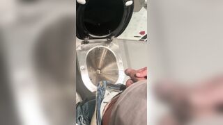 Public restroom peeing on the teach