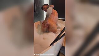 Warm youngster Mild Mikey taking tub and frolicking with himself