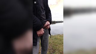 Masculine urinate Public Lake boy peeing
