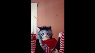 Lightning bellowing noisily in her Christmas sundress