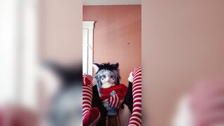 Lightning bellowing noisily in her Christmas sundress