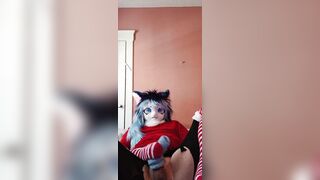 Lightning bellowing noisily in her Christmas sundress