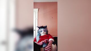 Lightning bellowing noisily in her Christmas sundress