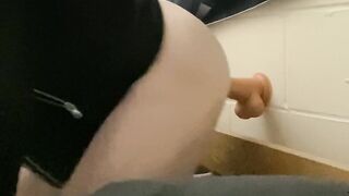 Lad uses faux-cock and finger to jizz