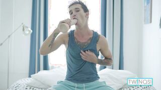 Inked Dark-haired Noah A Deeply Crams His Arse With A Fuck stick!