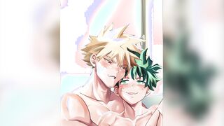 Spouses Kacchan and Deku in their building