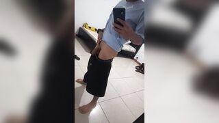 frolicking with my man-meat in front of the mirror