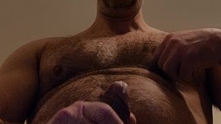 POINT OF VIEW OF WOOLY MUSCLE HUNK PULLING DOWN IMMENSE JIZZ FLOW