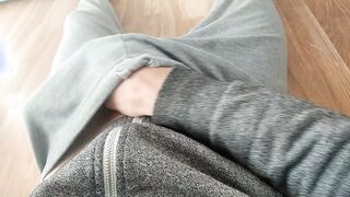 Lying over the floor, within mine pajamas, ME am playing again including mine dense milk and this nice massive fat dick