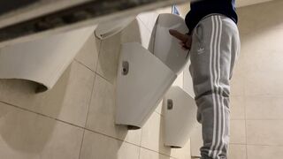 Straight guy caught jerking amid the public toilet