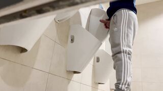 Straight guy caught jerking amid the public toilet