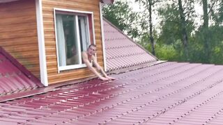 Guy shags athletic guy amid the window belonging the house overlooking the roof -187