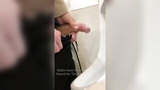 Fap off a fellows wood in a public rest room. risky