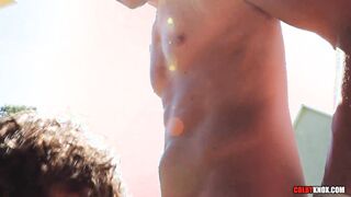 Taut Cowboy Calvin Banks gets SPITROASTED by his Frat Bros Drake Von and Colby Chambers