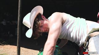 Naughty Cowboy Calvin Banks picks up a Quarterback Drake Von and Rails his WET LOLLIPOP