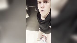 Lad deepthroats your weenie in the public rest room