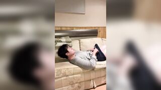 Insatiable Chinese Man Wakes Uo From Nap And Wanks His Spunk-pump