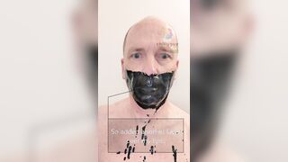 Liquid Spandex Gag - facehole sealed with multi-layers of ebony spandex! Mmmph