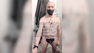 Liquid Spandex Gag - facehole sealed with multi-layers of ebony spandex! Mmmph